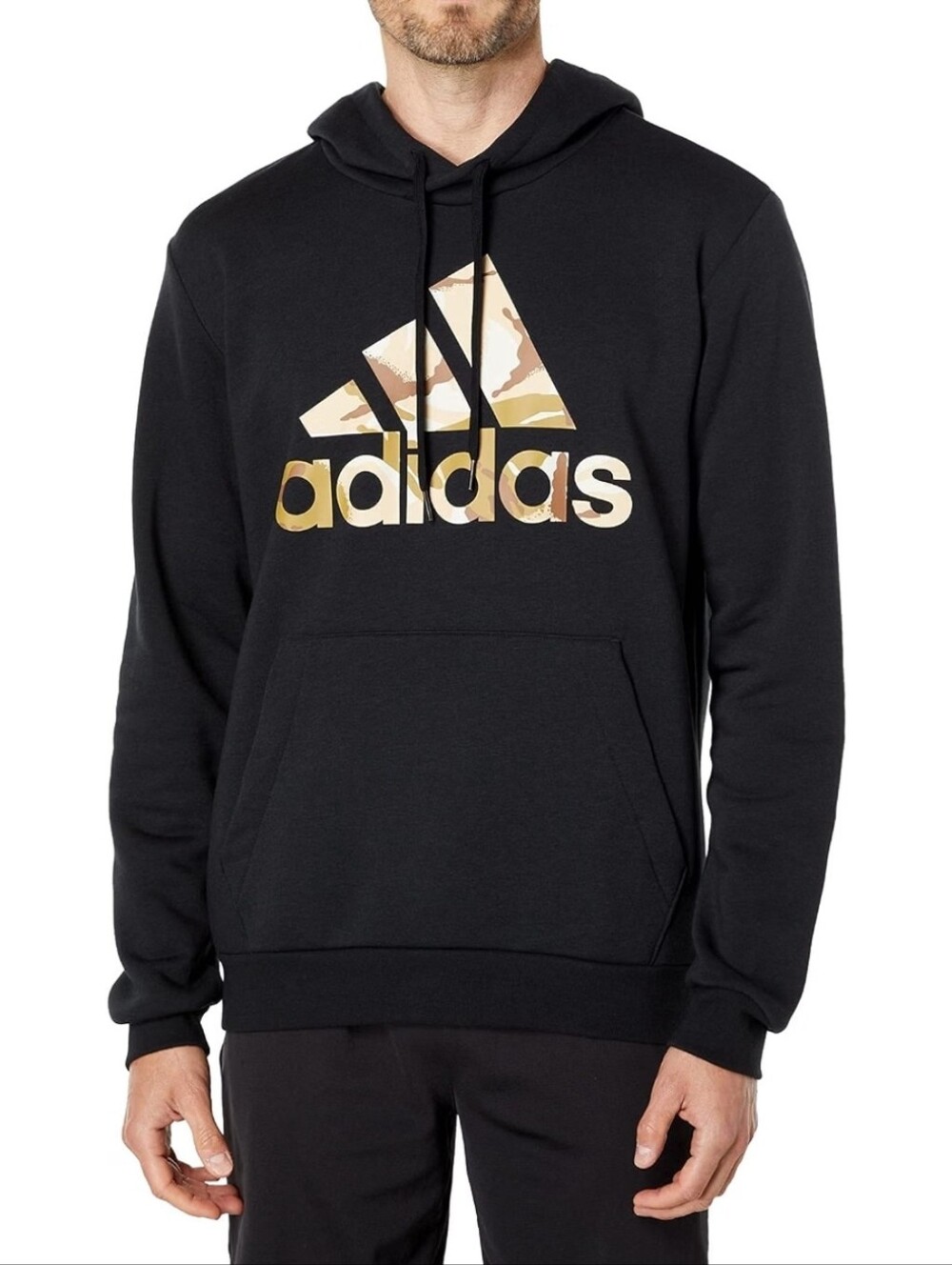 Adidas Camo Trefoil Logo Hoodie Sweatshirt Green Men’s Size M Pullover Black